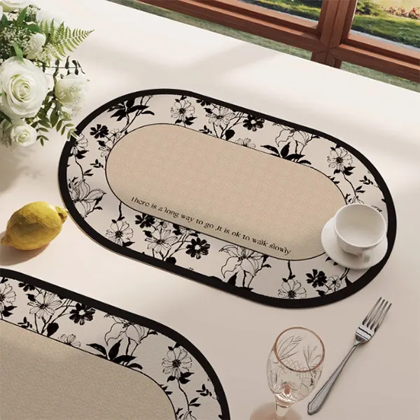 Oval Waterproof & Oil-Proof Placemat with Classical Aesthetic Design 9