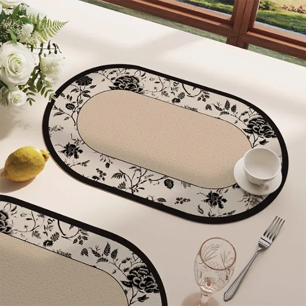 Oval Waterproof & Oil-Proof Placemat with Classical Aesthetic Design 10