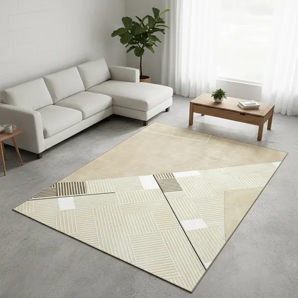 Faux Cashmere Rug – Soft Mist Geometric