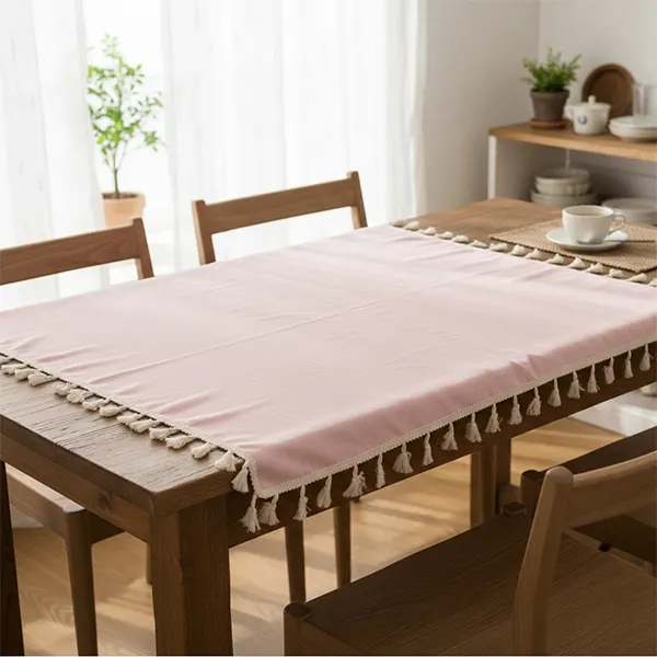 Solid Color Waterproof & Oil-Resistant Tassel Tablecloth