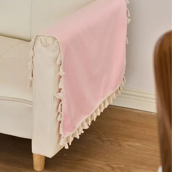 Solid Color Waterproof & Oil-Resistant Tassel Tablecloth 3
