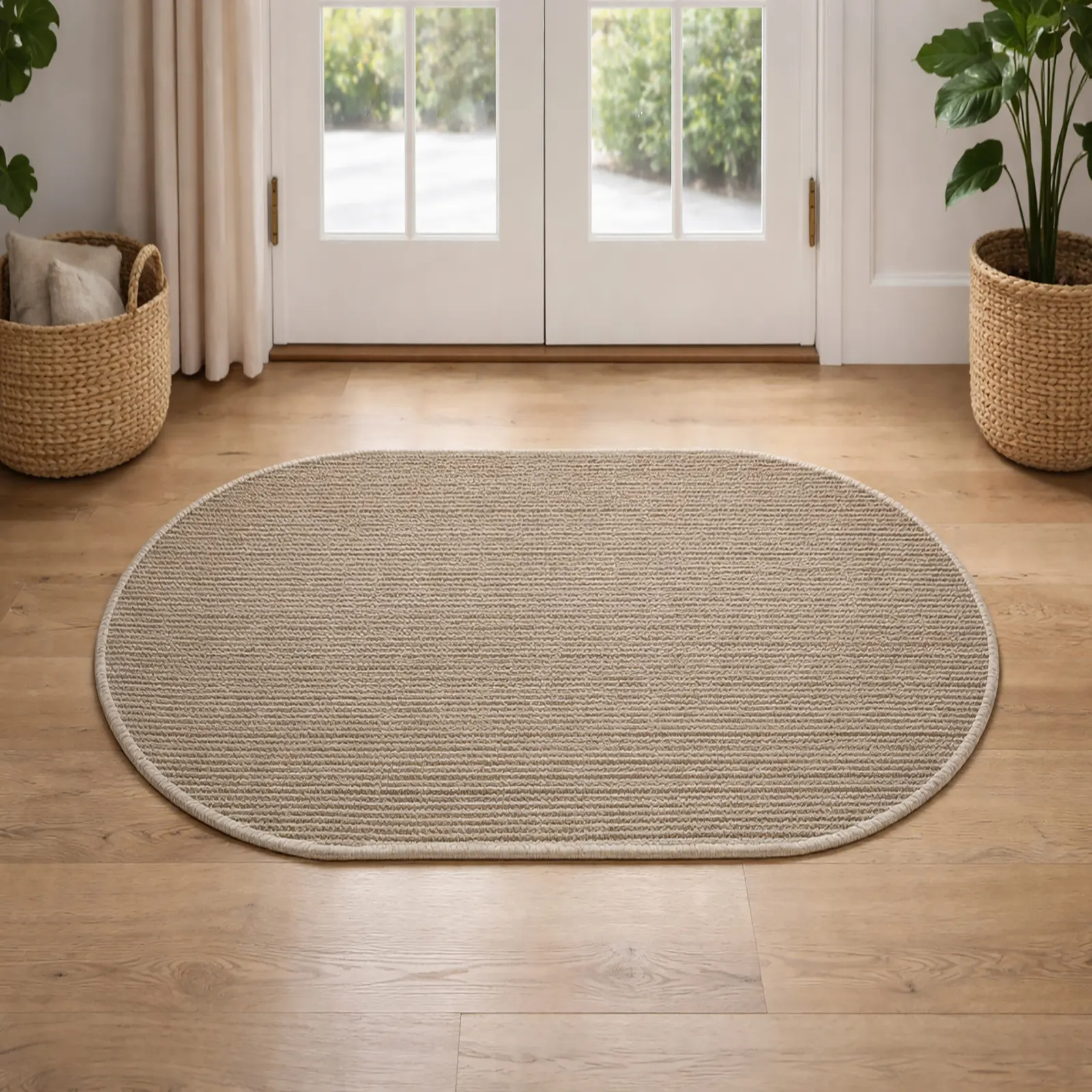 Japanese-Style Oval Hard-Wearing Sisal Rug