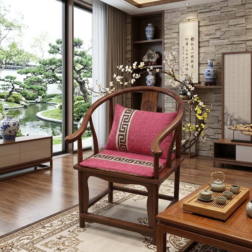 New Chinese-style cotton and linen customizable seat cushion