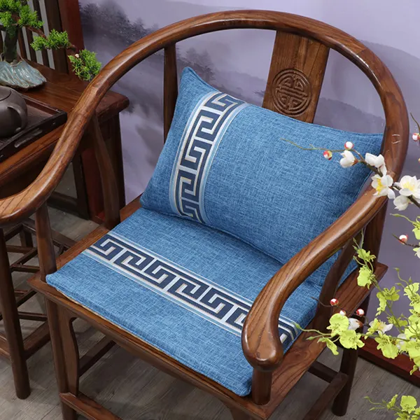 New Chinese-style cotton and linen customizable seat cushion 2