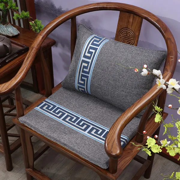 New Chinese-style cotton and linen customizable seat cushion 11