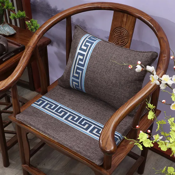 New Chinese-style cotton and linen customizable seat cushion 12