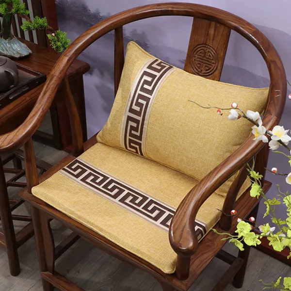 New Chinese-style cotton and linen customizable seat cushion 13