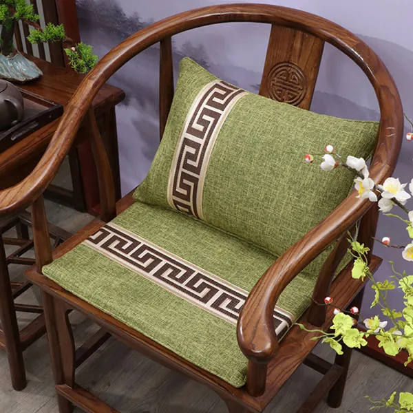 New Chinese-style cotton and linen customizable seat cushion 14