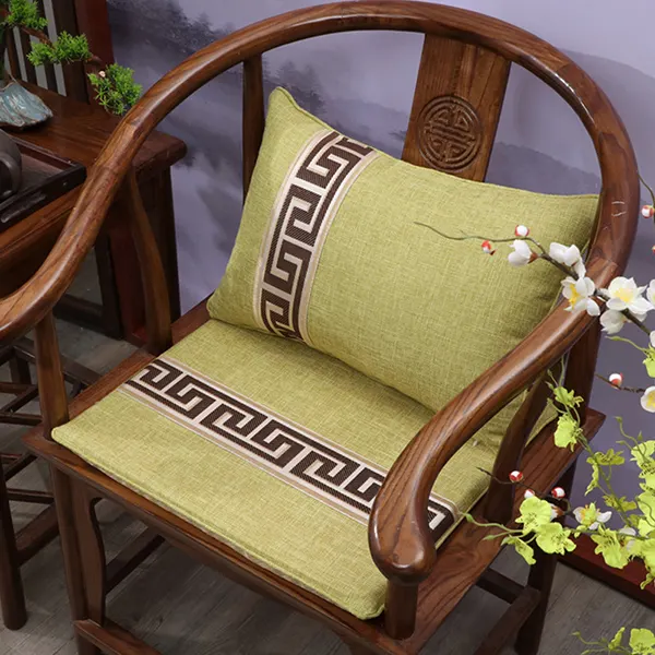 New Chinese-style cotton and linen customizable seat cushion 15