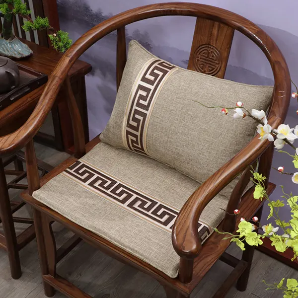 New Chinese-style cotton and linen customizable seat cushion 16