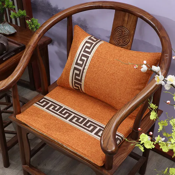 New Chinese-style cotton and linen customizable seat cushion 17