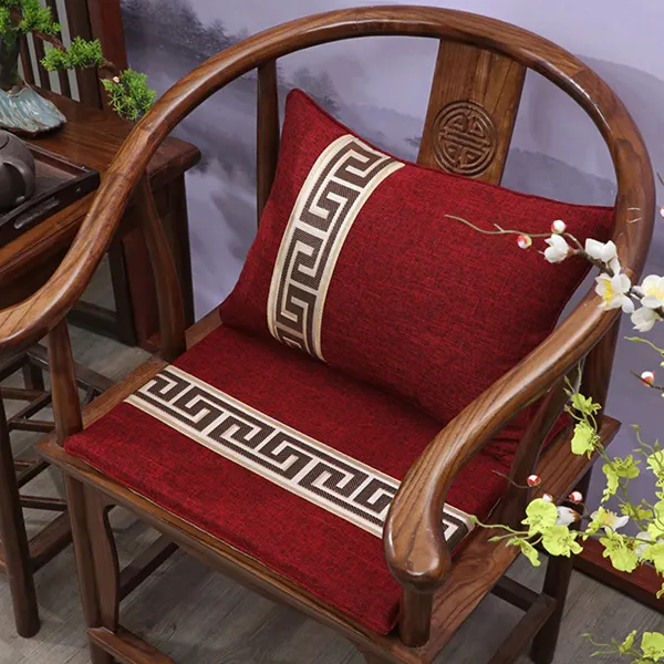 New Chinese-style cotton and linen customizable seat cushion 3
