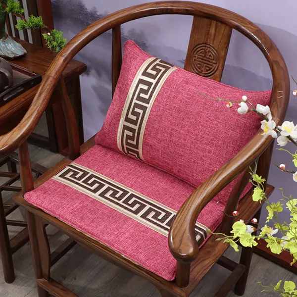 New Chinese-style cotton and linen customizable seat cushion 4