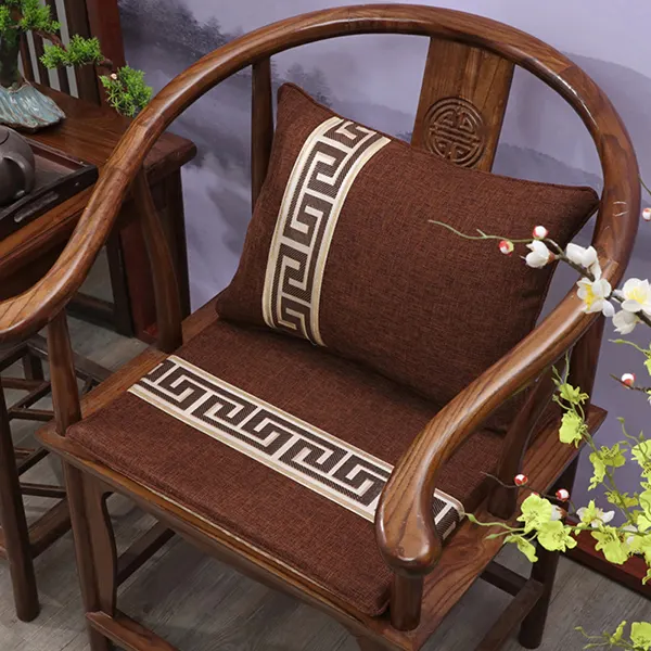New Chinese-style cotton and linen customizable seat cushion 6