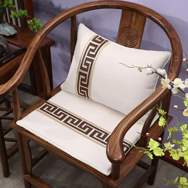 New Chinese-style cotton and linen customizable seat cushion 7