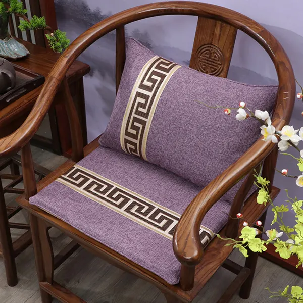 New Chinese-style cotton and linen customizable seat cushion 8