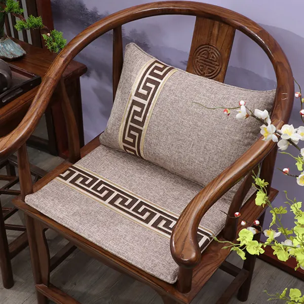 New Chinese-style cotton and linen customizable seat cushion 9