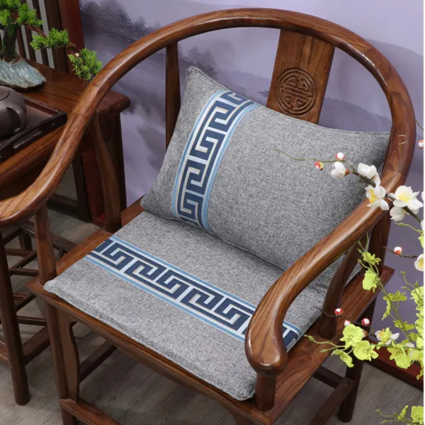 New Chinese-style cotton and linen customizable seat cushion 10